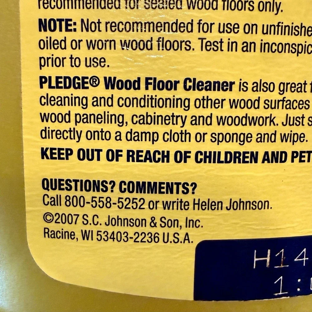 VTG‎ 2007 Johnson Pledge Floor Care Wood Floor Cleaner Citrus Scent 27oz ~ READ